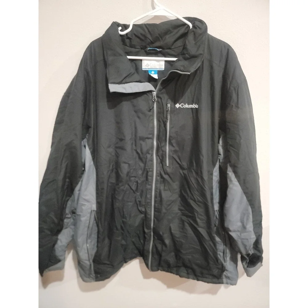 Columbia Waterproof Breathable Men's Size XXL Black Gray Fill Zip Ski Jacket VTG